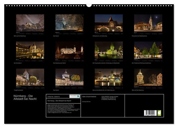 Produktbild: N&uuml;rnberg - Die Altstadt bei Nacht (Wandkalender 2026 DIN A2 quer), CALVENDO Monatskalender