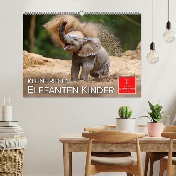 Produktbild: Elefanten Kinder - kleine Riesen (Wandkalender 2026 DIN A2 quer), CALVENDO Monatskalender