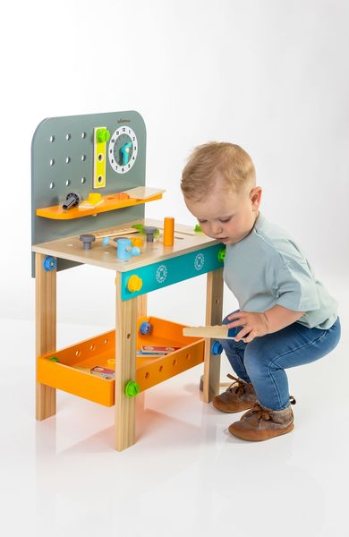 Produktbild: SpielMaus Holz Werkbank 40x26,5x65 cm, 44 Teile