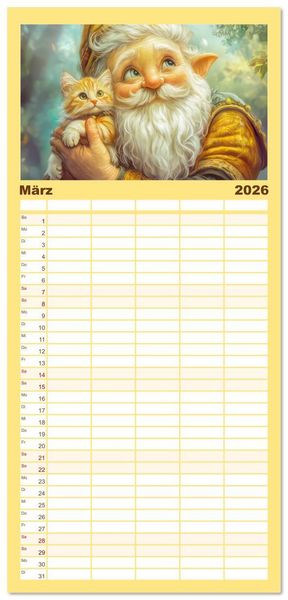 Produktbild: Familienplaner 2026 - Zwergenland - Kinderkalender mit 5 Spalten (Wandkalender, 21 x 45 cm) CALVENDO