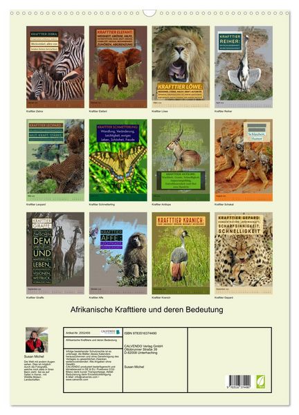Produktbild: Afrikanische Krafttiere und deren Bedeutung (Wandkalender 2026 DIN A2 hoch), CALVENDO Monatskalender