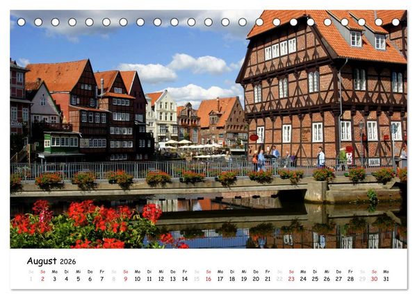 Produktbild: L&uuml;neburg - Stadt der Giebel und Fachwerkh&auml;user (Tischkalender 2026 DIN A5 quer), CALVENDO Monatskalender