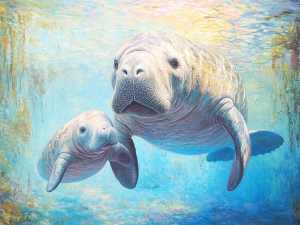 Produktbild: CALVENDO Puzzle Manatee mit Baby | 1000 Teile Lege-Gr&ouml;&szlig;e 64x48cm Foto-Puzzle f&uuml;r gl&uuml;ckliche Stunden
