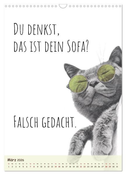 Produktbild: Katzenkult - Coolness auf vier Pfoten (Wandkalender 2026 DIN A3 hoch), CALVENDO Monatskalender