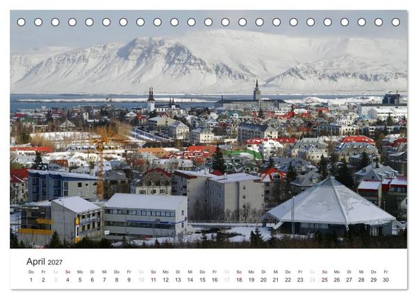 Produktbild: Reykjav&igrave;k 64&deg; 08' N (Tischkalender 2027 DIN A5 quer), CALVENDO Monatskalender