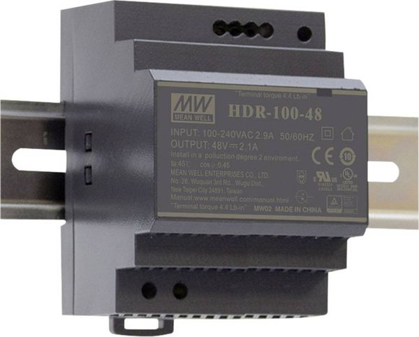 Mean Well HDR-100-48 Hutschienen-Netzteil (DIN-Rail)  48 V/DC 1.92 A 92.2 W Anzahl Ausgänge:1 x  Inhalt 1 St.