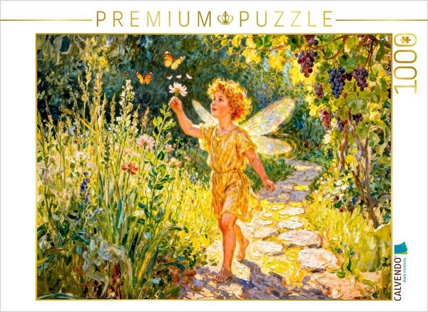 CALVENDO Puzzle Eros - Griechischer Liebesgott als Kind im Garten | 1000 Teile Lege-Größe 64x48cm Foto-Puzzle für glückliche Stunden