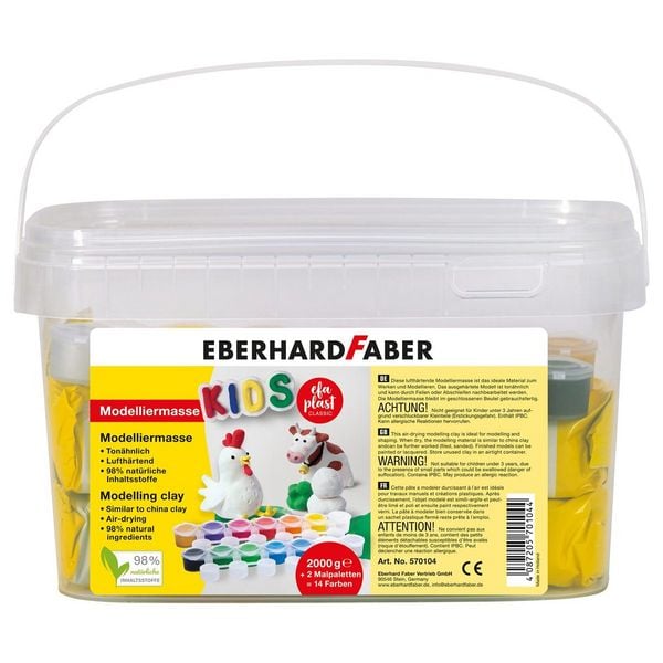 Produktbild: EBERHARD FABER Modelliermasse Kids efa plast Classic mehrfarbig 2.000g Eimer