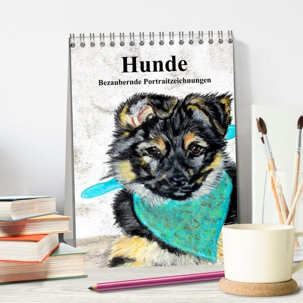 Produktbild: Hunde - Bezaubernde Portraitzeichnungen (Tischkalender 2026 DIN A5 hoch), CALVENDO Monatskalender