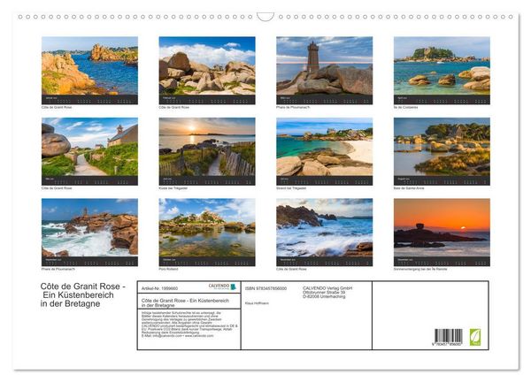 Produktbild: C&ocirc;te de Granit Rose - Ein K&uuml;stenbereich in der Bretagne (Wandkalender 2026 DIN A2 quer), CALVENDO Monatskalender