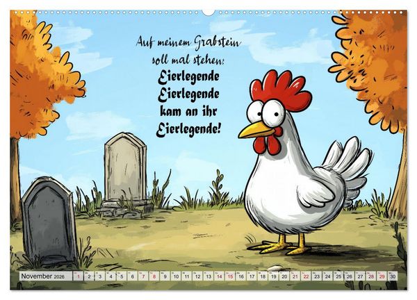 Produktbild: Verr&uuml;cktes H&uuml;hnervolk (hochwertiger Premium Wandkalender 2026 DIN A2 quer), Kunstdruck in Hochglanz