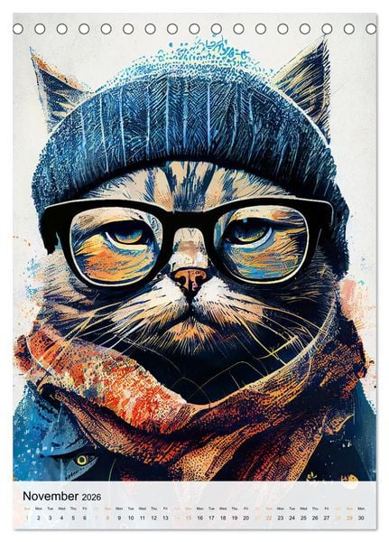 Produktbild: Hipster Cats (Desk Calendar 2026 DIN A5 portrait), CALVENDO 12 Month DeskCalendar