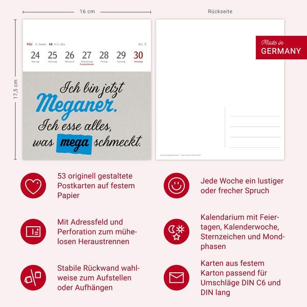 Produktbild: Typo-Spr&uuml;che-Kalender Postkartenkalender 2027 - Wochenkalender mit 53 Postkarten
