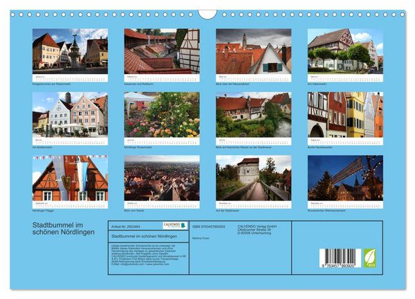 Produktbild: Stadtbummel im sch&ouml;nen N&ouml;rdlingen (Wandkalender 2026 DIN A3 quer), CALVENDO Monatskalender