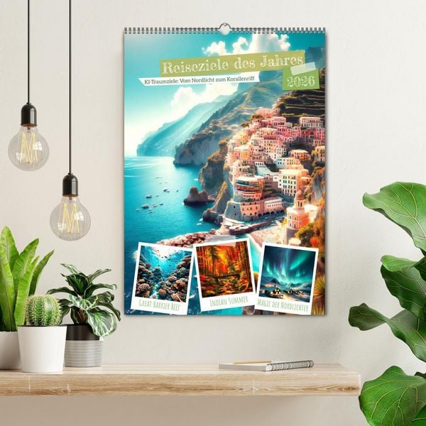 Produktbild: Reiseziele des Jahres - vom Nordlicht bis Korallenriff: 12 Traumziele (Wandkalender 2026 DIN A2 hoch), CALVENDO Monatskalender