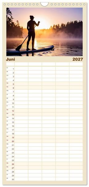 Produktbild: Familienplaner 2027 - Im Fluss der Zeit &ndash; SUP-Momente zum Durchatmen mit 5 Spalten (Wandkalender, 21 x 45 cm) CALVENDO