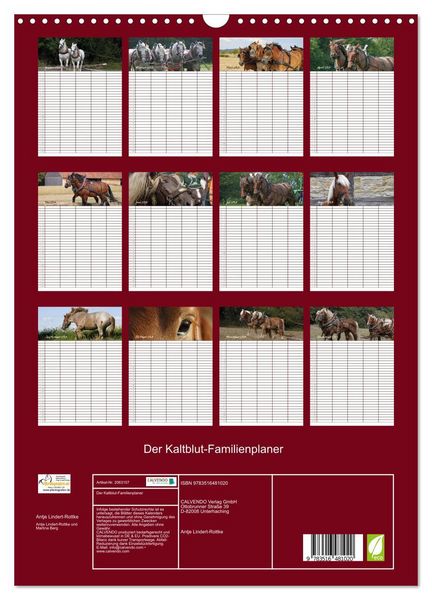 Produktbild: Der Kaltblut-Familienplaner (Wandkalender 2026 DIN A3 hoch), CALVENDO Monatskalender