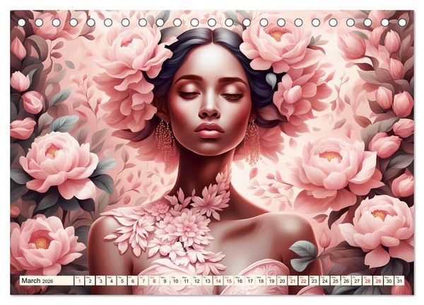 Produktbild: Ladies in a sea of flowers (Desk Calendar 2026 DIN A5 landscape), CALVENDO 12 Month DeskCalendar
