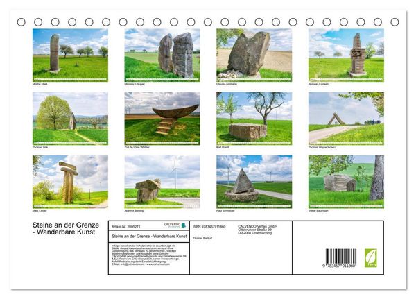 Produktbild: Steine an der Grenze - Wanderbare Kunst (Tischkalender 2026 DIN A5 quer), CALVENDO Monatskalender