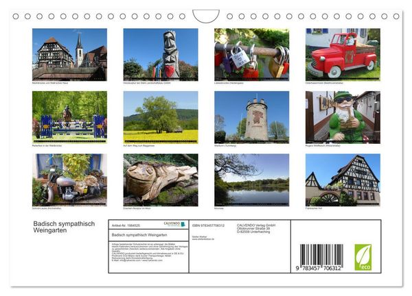 Produktbild: Badisch sympathisch Weingarten (Wandkalender 2026 DIN A4 quer), CALVENDO Monatskalender