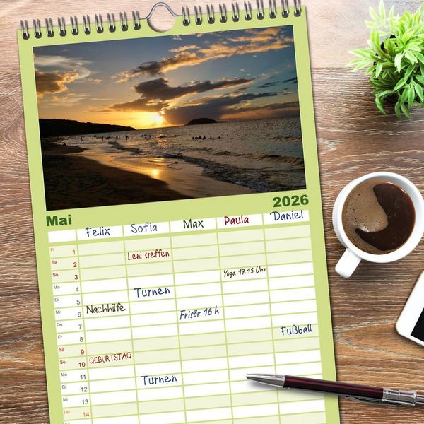 Produktbild: Familienplaner 2026 - Guadeloupe - Karibische Traumstr&auml;nde mit 5 Spalten (Wandkalender, 21 x 45 cm) CALVENDO