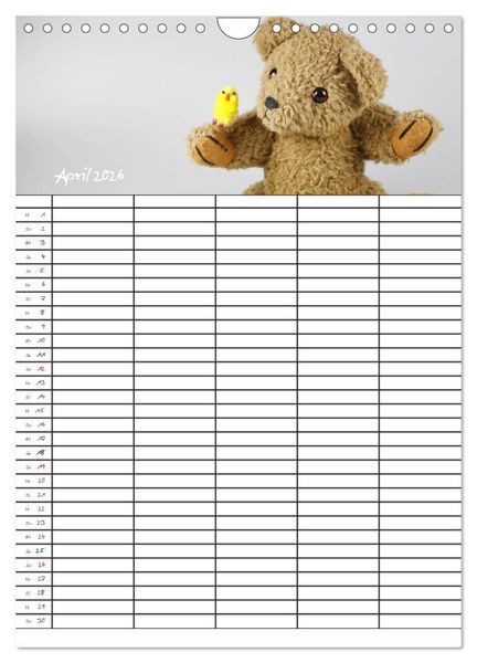 Produktbild: Der Teddyb&auml;ren-Familienplaner (Wandkalender 2026 DIN A4 hoch), CALVENDO Monatskalender