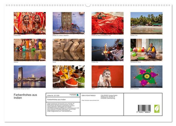 Produktbild: Farbenfrohes aus Indien (hochwertiger Premium Wandkalender 2026 DIN A2 quer), Kunstdruck in Hochglanz
