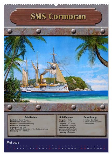 Produktbild: Die kaiserliche Marine 1871 - 1918 (Wandkalender 2026 DIN A2 hoch), CALVENDO Monatskalender