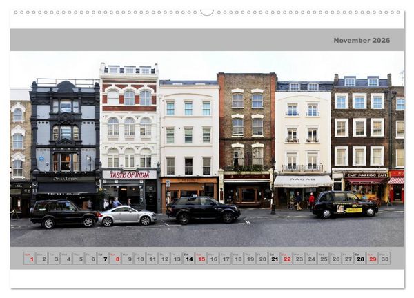 Produktbild: London Street Fronts 2026 / UK-Version (High Quality Premium Wall Calendar 2026 DIN A2 landscape),CALVENDO 12 Month Wall Calendar