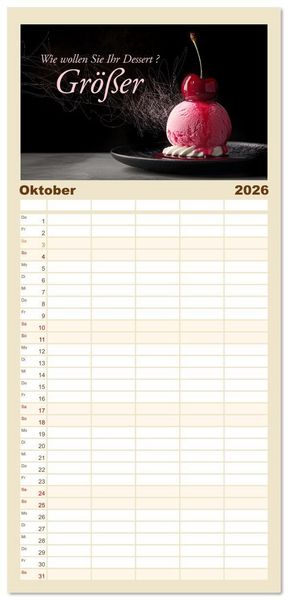 Produktbild: Familienplaner 2026 - Dessert - Liebe auf den ersten Biss mit 5 Spalten (Wandkalender, 21 x 45 cm) CALVENDO