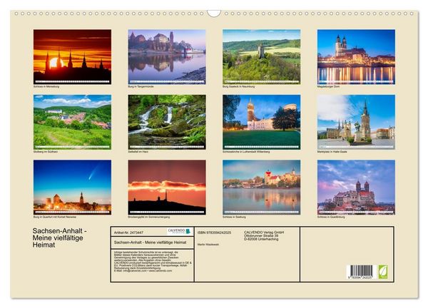 Produktbild: Sachsen-Anhalt - Meine vielf&auml;ltige Heimat (Wandkalender 2027 DIN A2 quer), CALVENDO Monatskalender