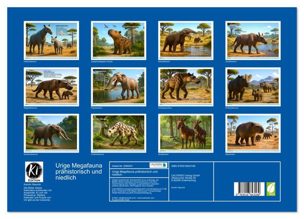 Produktbild: Urige Megafauna pr&auml;historisch und niedlich (hochwertiger Premium Wandkalender 2026 DIN A2 quer), Kunstdruck in Hochglanz