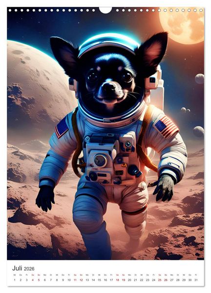 Produktbild: Chihuahua Abenteuer im Weltraum (Wandkalender 2026 DIN A3 hoch), CALVENDO Monatskalender