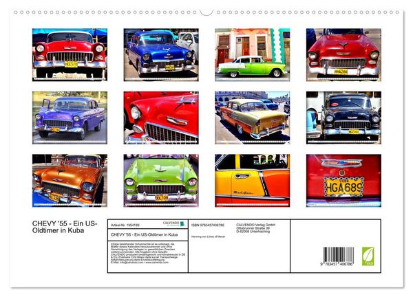 Produktbild: CHEVY '55 - Ein US-Oldtimer in Kuba (hochwertiger Premium Wandkalender 2026 DIN A2 quer), Kunstdruck in Hochglanz