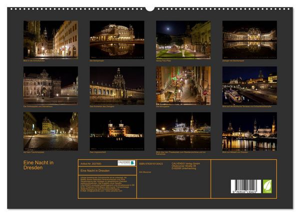 Produktbild: Eine Nacht in Dresden (hochwertiger Premium Wandkalender 2026 DIN A2 quer), Kunstdruck in Hochglanz