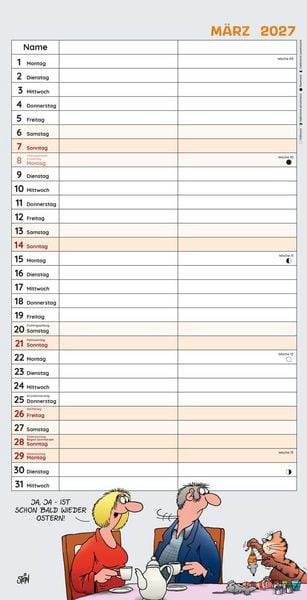 Produktbild: Uli Stein Timer f&uuml;r zwei 2027: Monatskalender f&uuml;r die Wand