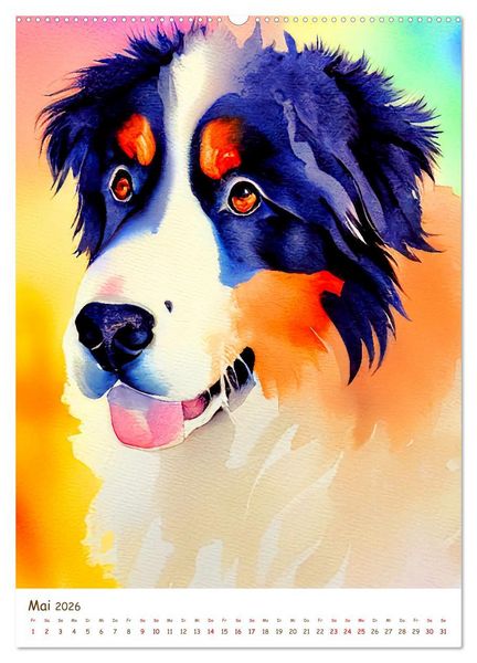 Produktbild: Berner Sennenhund 2026. Sch&ouml;ne Aquarelle der schweizer Hunderasse (hochwertiger Premium Wandkalender 2026 DIN A2 hoch), Kunstdruck in Hochglanz
