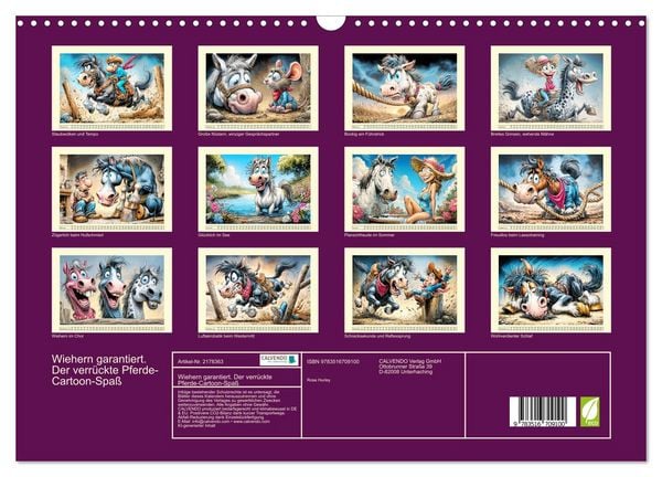 Produktbild: Wiehern garantiert. Der verr&uuml;ckte Pferde-Cartoon-Spa&szlig; (Wandkalender 2026 DIN A3 quer), CALVENDO Monatskalender