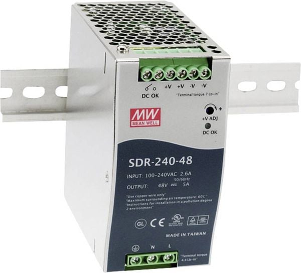 Mean Well SDR-240-24 Hutschienen-Netzteil (DIN-Rail) 24 V/DC 10 A 240 W Anzahl Ausgänge:1 x Inhalt 1 St.