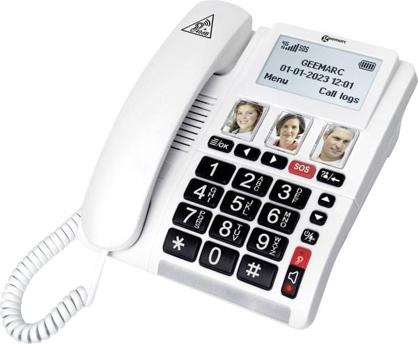 Produktbild: Geemarc CL9000 Schnurloses Seniorentelefon Foto-Tasten, Freisprechen, f&uuml;r H&ouml;rger&auml;te kompatibel, inkl. Notrufsender, Optische Anrufsignalisierung,