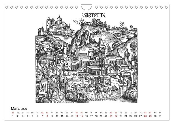 Produktbild: Schedelsche Weltchronik Deutsche St&auml;dte 1493 (Wandkalender 2026 DIN A4 quer), CALVENDO Monatskalender