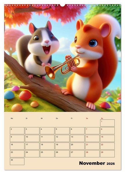 Produktbild: Waldtiere machen Musik (hochwertiger Premium Wandkalender 2026 DIN A2 hoch), Kunstdruck in Hochglanz