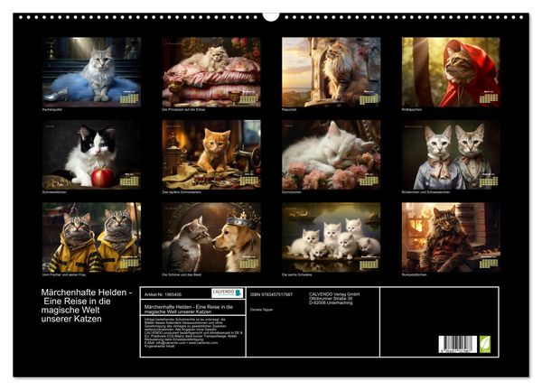Produktbild: M&auml;rchenhafte Helden - Eine Reise in die magische Welt unserer Katzen (Wandkalender 2026 DIN A2 quer), CALVENDO Monatskalender