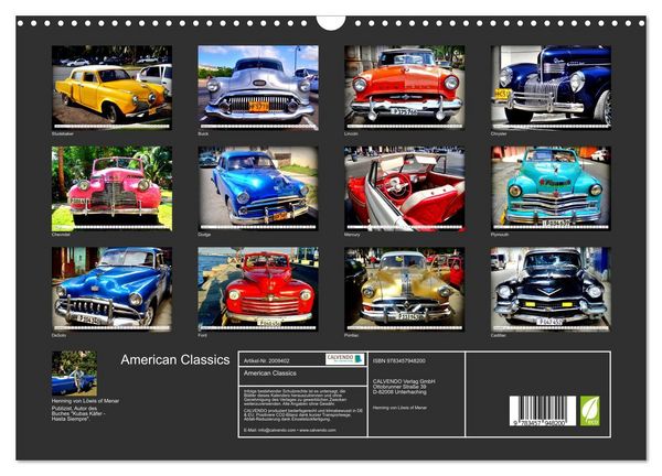 Produktbild: American Classics (Wandkalender 2026 DIN A3 quer), CALVENDO Monatskalender