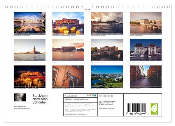 Produktbild: Stockholm - Nordische Sch&ouml;nheit (Wandkalender 2026 DIN A4 quer), CALVENDO Monatskalender