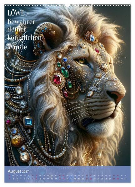 Produktbild: Krafttiere und Kristalle (hochwertiger Premium Wandkalender 2027 DIN A2 hoch), Kunstdruck in Hochglanz