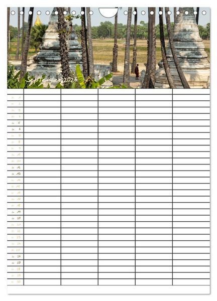 Produktbild: Goldenes Myanmar - Familienkalender 2026 (Wandkalender 2026 DIN A4 hoch), CALVENDO Monatskalender