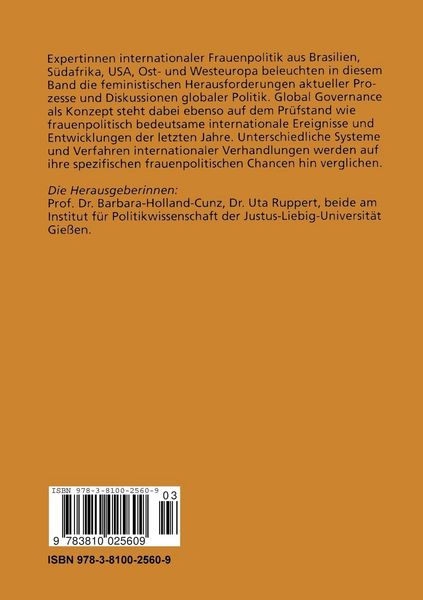 Produktbild: Frauenpolitische Chancen globaler Politik