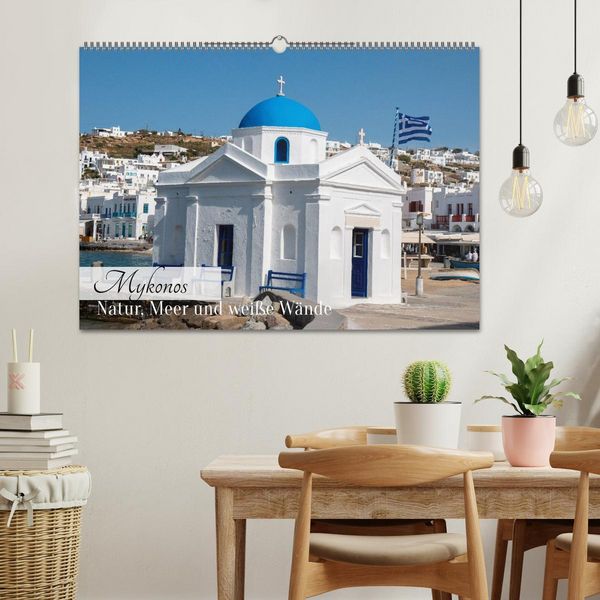 Produktbild: Mykonos - Natur, Meer und wei&szlig;e W&auml;nde (Wandkalender 2026 DIN A2 quer), CALVENDO Monatskalender