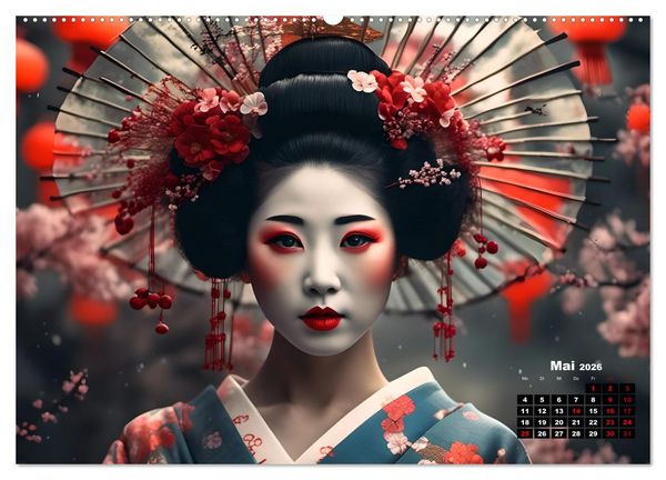 Produktbild: Geishas Portraits von japanischen Gastgeberinnen inspiriert (Wandkalender 2026 DIN A2 quer), CALVENDO Monatskalender